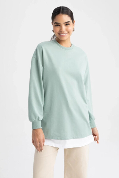 Relax Fit Bisiklet Yaka Sweatshirt Tunik Z1597az23sp