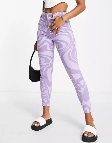 River Island high rise skinny jean in purple wave