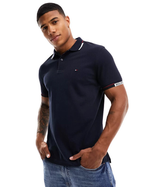 Tommy Hilfiger hilfiger cuff slim fit polo in desert sky