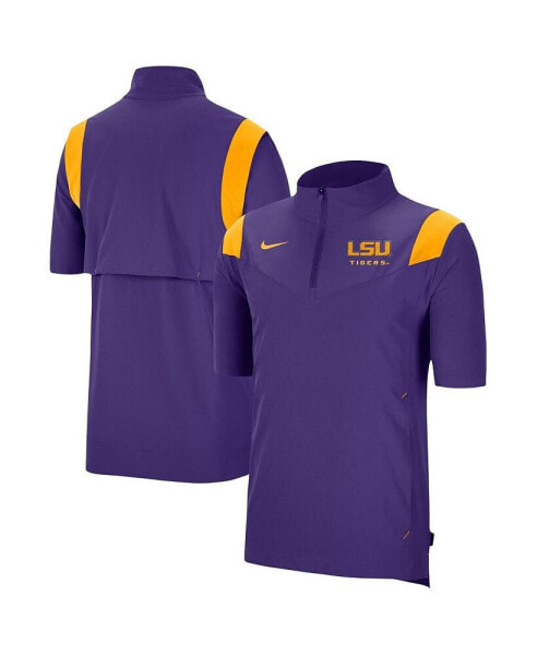 Men's Purple LSU Tigers Coach Short Sleeve Quarter-Zip Jacket