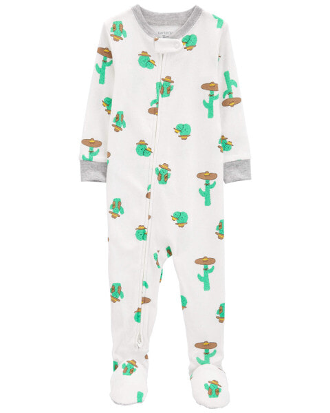 Toddler 1-Piece Cactus 100% Snug Fit Cotton Footie Pajamas 4T