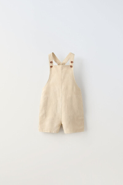 Linen blend short dungarees