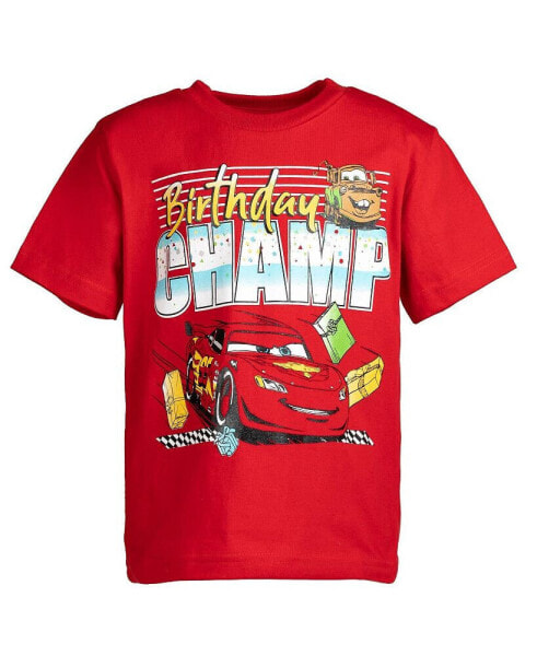 Baby Boys Pixar Cars Lightning McQueen Birthday Graphic T-Shirt Cars Red