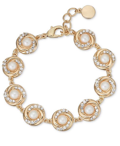 Gold-Tone Pavé & Imitation Pearl Flex Bracelet, Created for Macy's