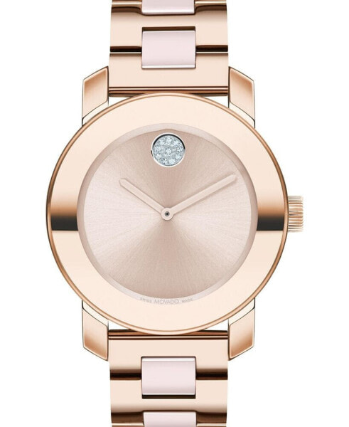 Women's Swiss Bold Blush Ceramic & Carnation Gold-Tone Stainless Steel Bracelet Watch 36mm