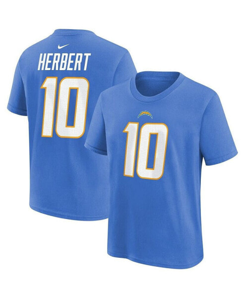 Big Boys Justin Herbert Powder Blue Los Angeles Chargers Player Name and Number T-shirt