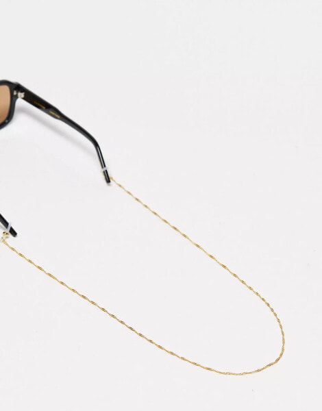 ASOS DESIGN 14k gold plated sunglasses chain with twist rope design