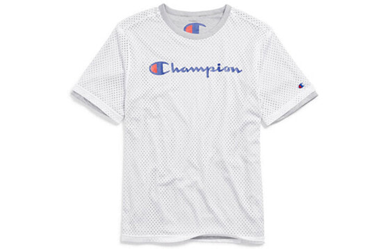 Champion T4504-549922-WHE Logo T-Shirt, Trendy Clothing Model