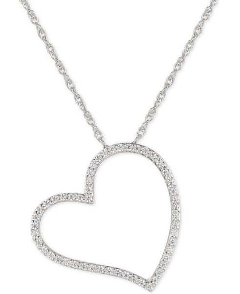 Macy's cubic Zirconia Heart 16" Pendant Necklace in Sterling Silver