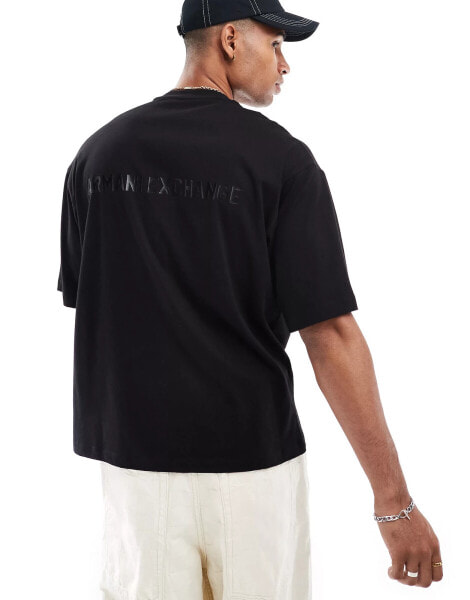 Armani Exchange boxy fit micro logo t-shirt in black