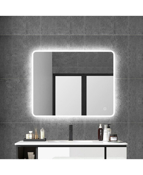 36 X 28 In. Large Rectangular Frameless Wall-Mount Anti-Fog LED Light Bathroom Vanity Mirror