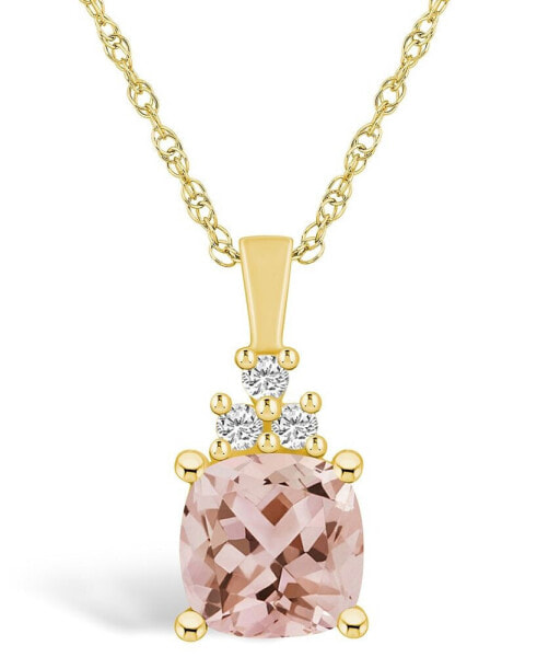 Morganite (2 Ct. T.W.) and Diamond (1/10 Ct. T.W.) Pendant Necklace in 14K Yellow Gold