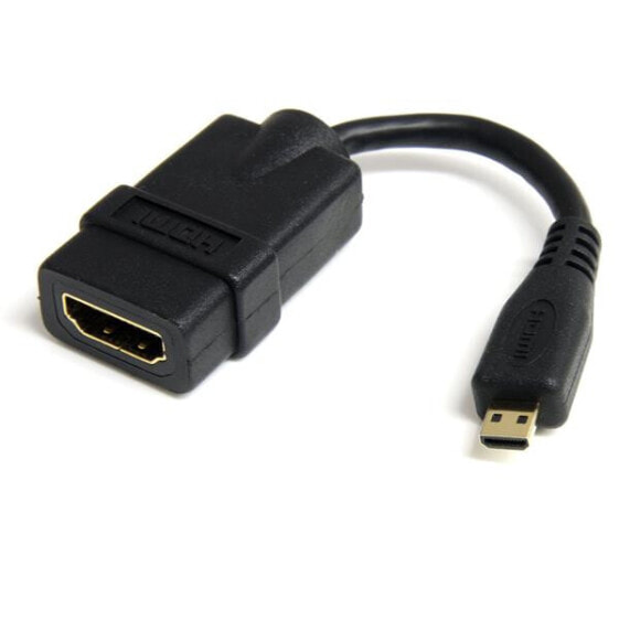 StarTech.com Micro HDMI to HDMI Adapter - 4K 30Hz Video - Durable High Speed Micro HDMI Type-D to HDMI 1.4 Converter/Cable Adapter Dongle - Ultra HD HDMI Monitors, TVs & Displays - M/F, 0.127 m, HDMI Type A (Standard), HDMI Type D (Micro), 3D, Audio Return Channel (ARC), Black