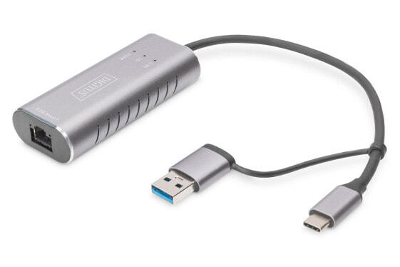 DIGITUS USB Type-C Gigabit Ethernet Adapter 2.5G, USB-C + USB A (USB3.1/3.0)