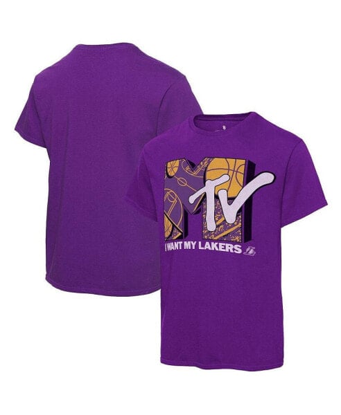 Men's Purple Los Angeles Lakers NBA x MTV I Want My T-shirt