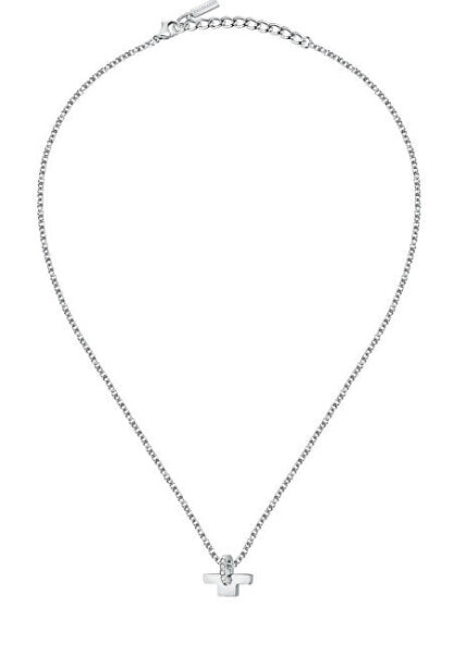 Stylový ocelový náhrdelník s krystaly T-Logo TJAXC14 (řetízek, přívěsek)