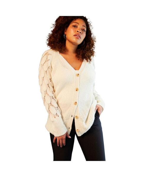 Women's Plus Size Openwork Cardigan