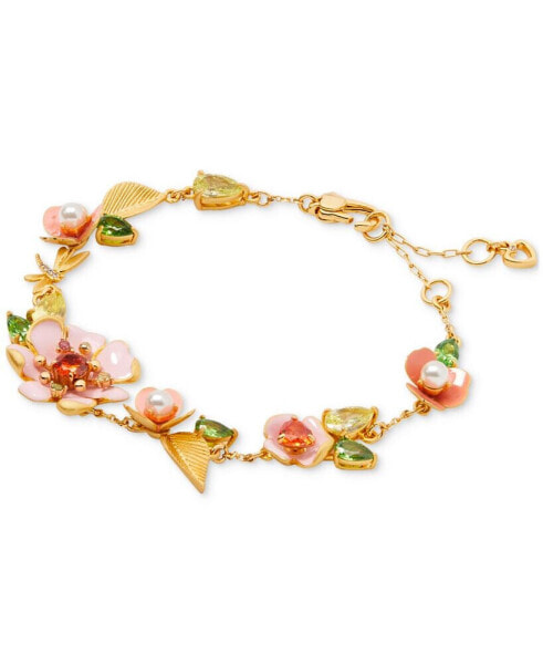 Gold-Tone Bloom In Color Chain Bracelet