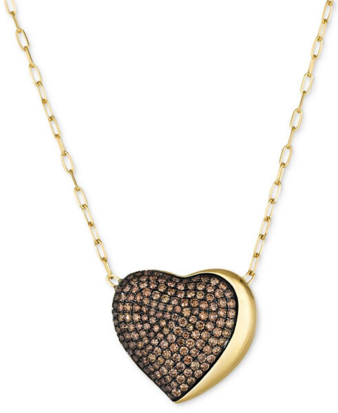 GODIVA x Le Vian® Chocolate Diamond Pavé Heart Pendant Necklace (2-3/8 ct. t.w.) in 14k Gold, 17" + 2" extender