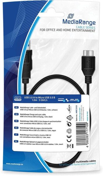 MEDIARANGE USB 3.0 Anschlusskabel MRCS153 Micro 3.0 Stecker A+B - Cable - Digital