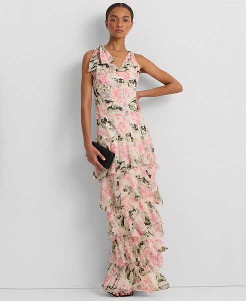 Women's Tiered Ruffled A-Line Gown
