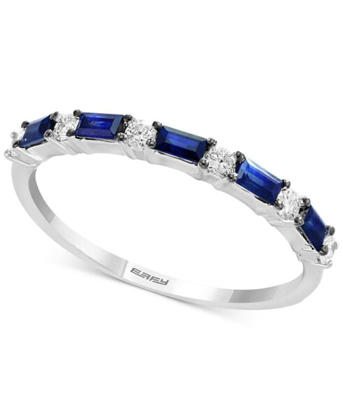 EFFY® Sapphire (1/3 ct. t.w.) & Diamond (1/8 ct. t.w.) Stacking Ring in 14k White Gold (Also Available in Emerald)