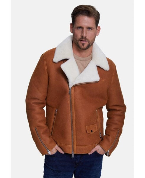 Men's Fashion Jacket, Washed Whiskey With White Wool