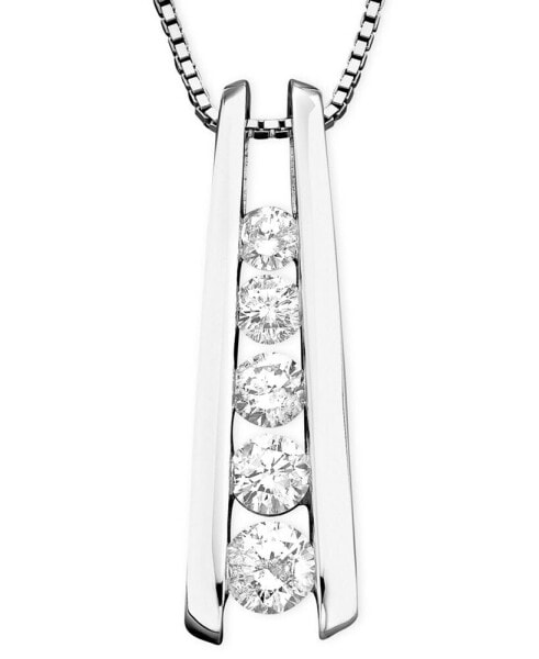 Macy's five-Stone Diamond Journey Pendant Necklace in 14k Yellow or White Gold (1 ct. t.w.)