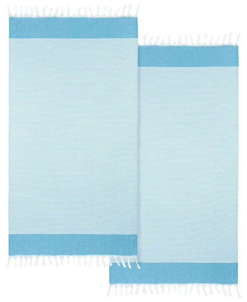 Textiles Elegant Thin Stripe Pestemal Pack of 2 100% Turkish Aegean Cotton Beach Towel