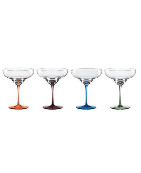 Bottoms Up Color Bottom Margarita Glasses, Set of 4