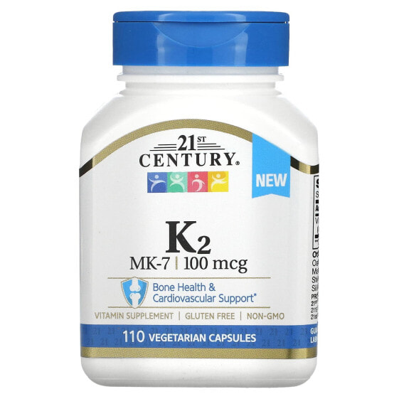 Витамин K 21st Century MK-7, 100 мкг, 110 вегетарианских капсул