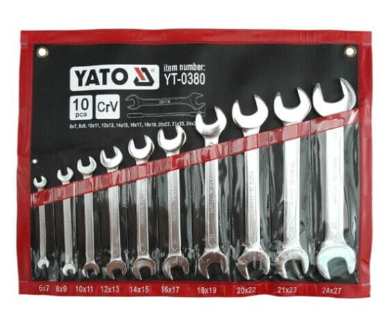 Рожковые и накидные ключи Yato Сатиновые 10 элементов 6-27 мм.Suppress - Набор ключей для авто Ято - сатиновые клавиши 10 элементов 6-27 мм. случай 0380