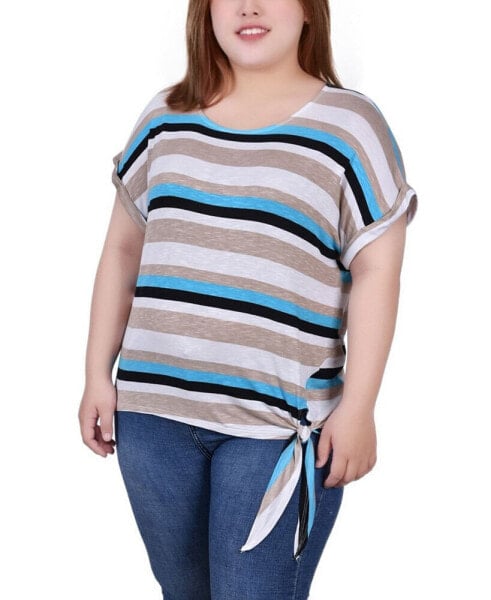 Plus Size Short Sleeve Tie Front Top