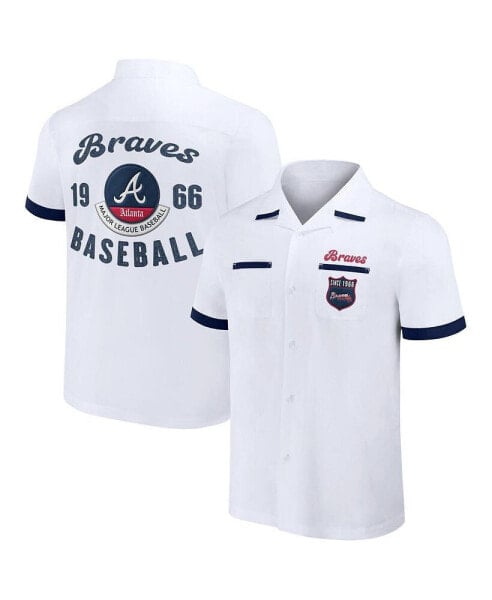 Men's Darius Rucker Collection by White Atlanta Braves Bowling Button-Up Shirt