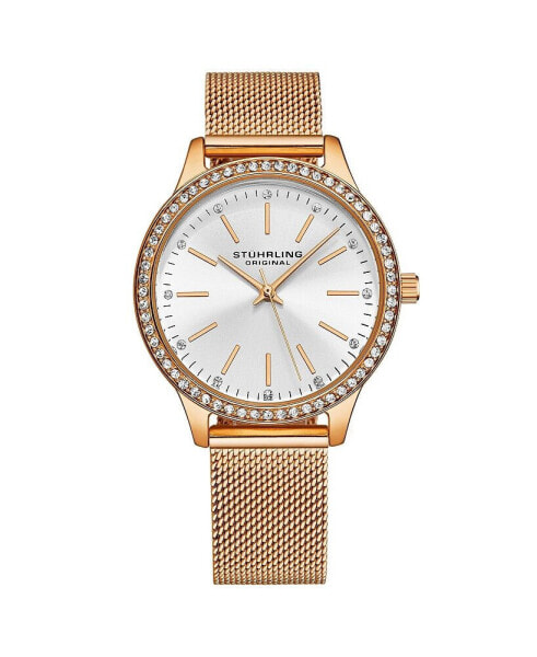 Часы Stuhrling Quartz Crystal Studded Rose Watch