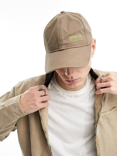 Barbour International Norton logo cap in camel