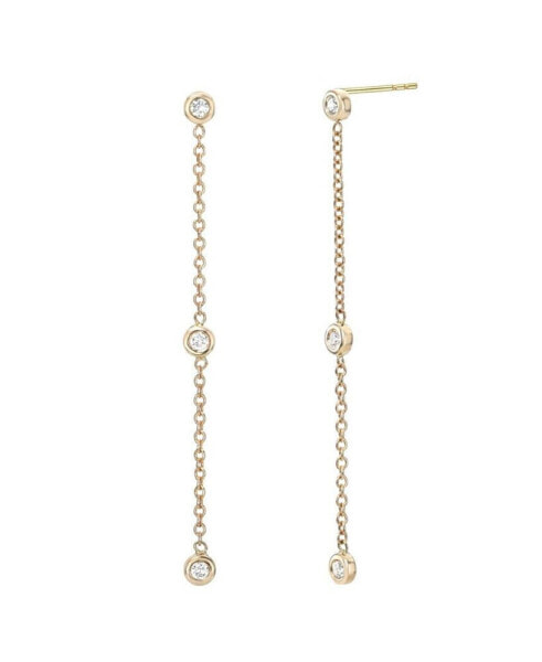 Triple Bezel Diamond Drop Earrings