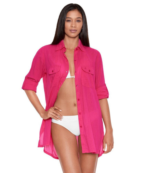 Crushed Cotton Cover-Up Shirt