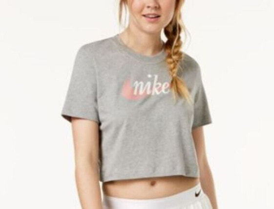 Футболка мужская Nike Sportswear Crew Neck Cotton Logo Cropped серого цвета (размер XL)
