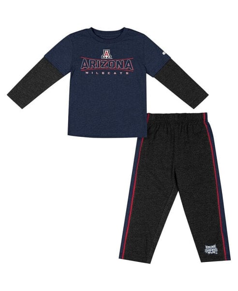 Toddler Boys and Girls Navy, Black Arizona Wildcats Long Sleeve T-shirt and Pants Set