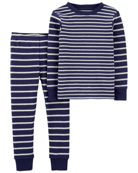 Kid 2-Piece Striped Snug Fit Cotton Pajamas 6