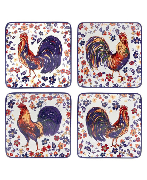 Morning Rooster Set of 4 Canape Plates