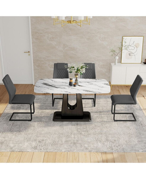 Ultra-Modern Extendable Dining Table for 6-8, Versatile Use