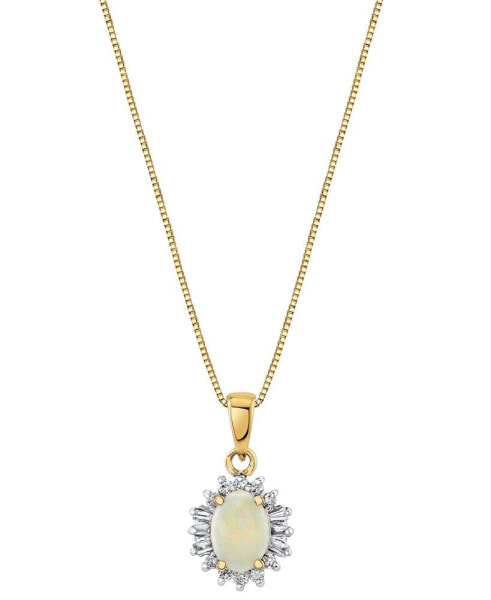 Macy's opal (1/2 ct. t.w.) & Diamond (1/5 ct. t.w.) Oval Halo 18" Pendant Necklace in 14k Gold