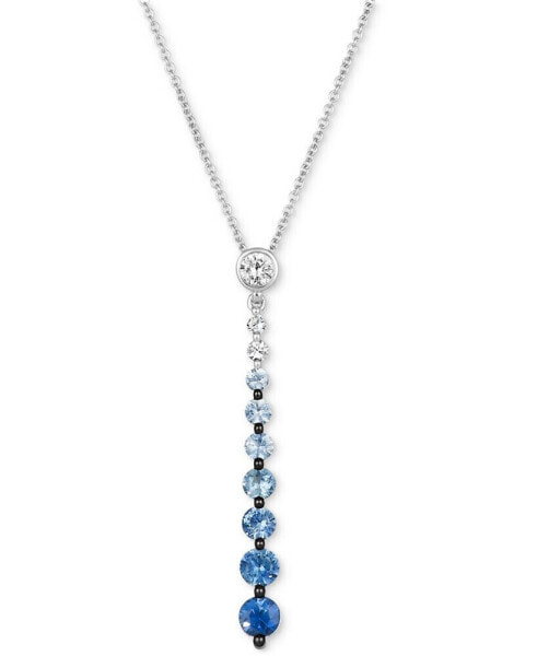 Denim Ombré (7/8 ct. t.w.) & White Sapphire (1/6 ct. t.w.) Graduated Adjustable 20" Lariat Necklace in 14k White Gold