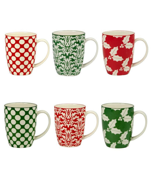 Winter Medley 16 oz Mugs Set of 6, Service for 6