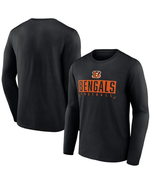 Men's Black Cincinnati Bengals Big and Tall Wordmark Long Sleeve T-shirt