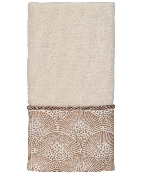 Deco Shells Bordered Cotton Fingertip Towel, 11" x 18"