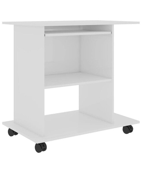 Computer Desk High Gloss White 31.5"x19.7"x29.5" Engineered Wood