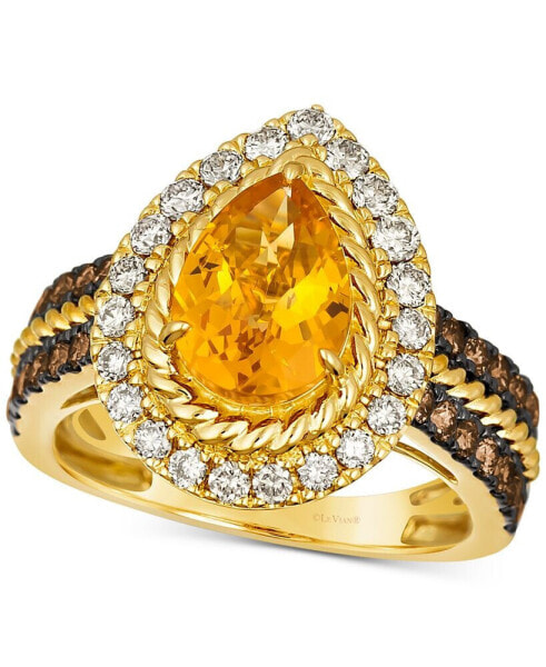 Cinnamon Citrine (1-5/8 ct. t.w.) & Diamond (1 ct. t.w.) Halo Ring in 14k Gold